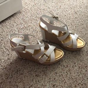 White Audrey Brooke wedges